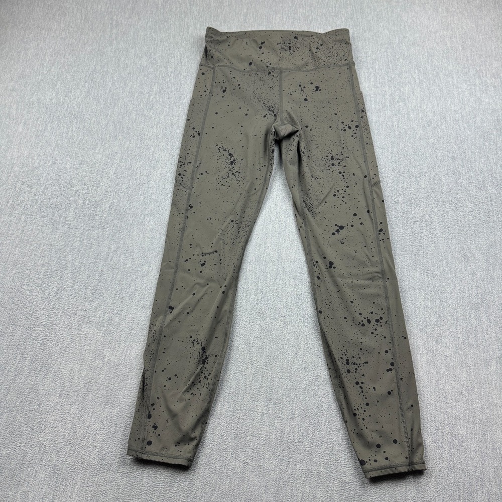 Vuori Leggings Women Small Green Stride Splatter Print High Rise Pockets VW429